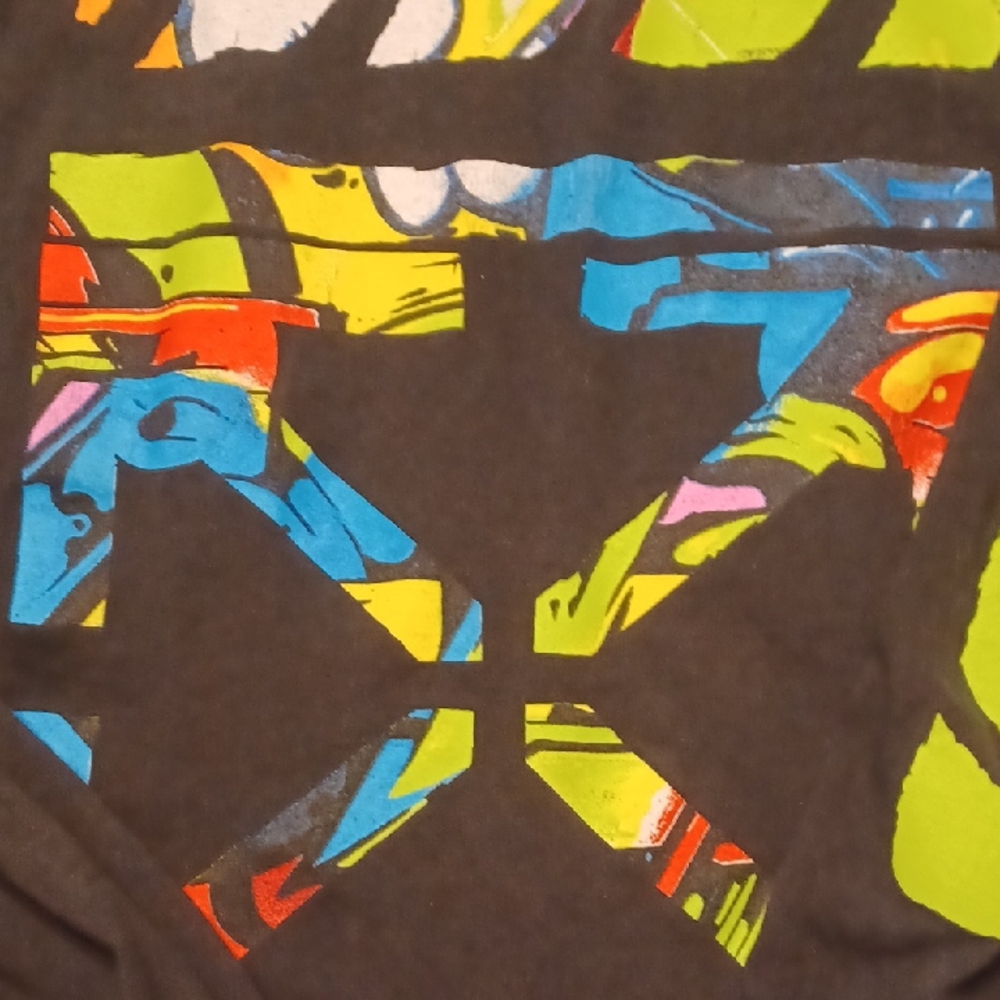 Graphic,Call Your Mother Brand, Black Long Sleeve Tee Shirt with Colorful Design - Picture 5 of 6